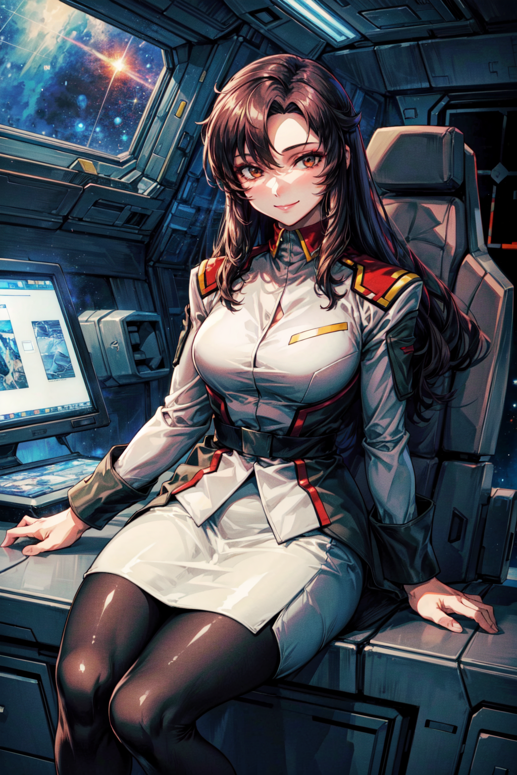 01203-250646156-masterpiece,best quality,1girl,mature female,Murrue Ramius,ramius1,military uniform,military,makeup,white shirt,white skirt,tigh.png